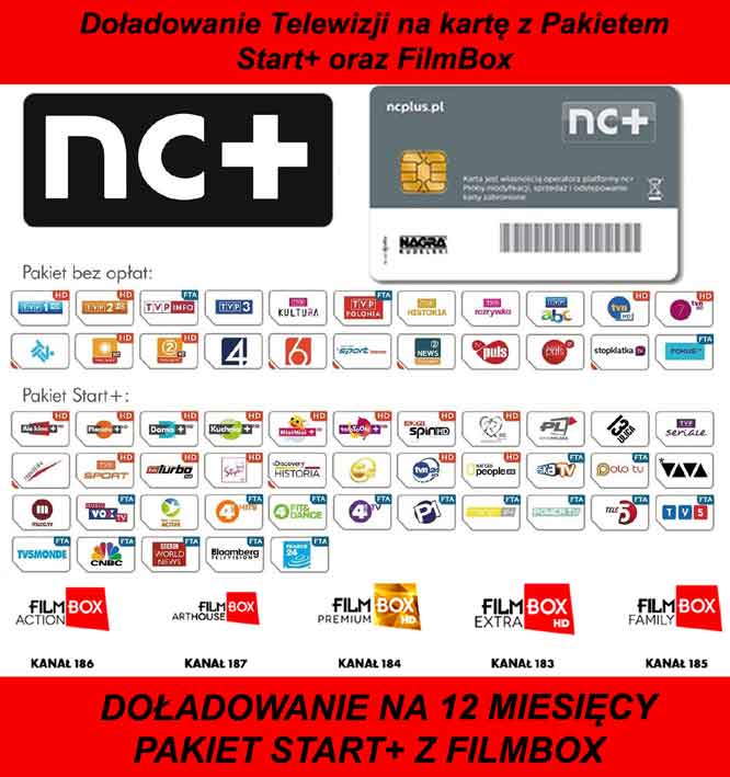 DOŁADOWANIE KART TNK START+ Z FILMBOX NA 12 MIESIĘCY